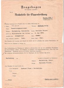 26 RECHT HISTORISCH Fragebogen der Reichsstelle für Sippenforschung